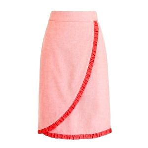 J.crew Oxford Ruffle Trim Wrap Skirt